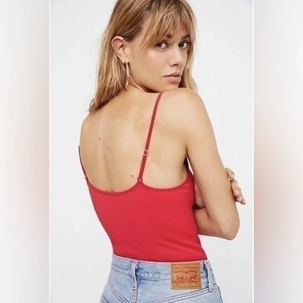 Free People Come Around Red Ribbed Cami - Picture 10 of 10